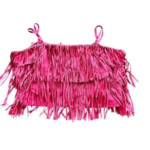 Nylon Apparel Women's Pink Tube Top w/ Straps & Fringes